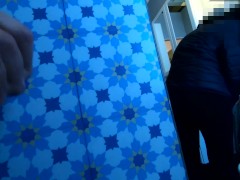 Risky FLASH PAYS OFF! Real STRANGER, scared at first, gives HELPING HANDJOB in big store.