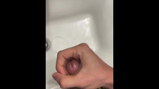 Horny Me - Twink huge cumshot in the bathroom 