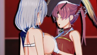 Hololive - Houshou Marine X Shirogane Noel Yuri 3D Hentai