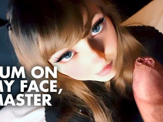 Screen Capture of Video Titled: Moon gives Sloppy Blowjob and takes Messy Facial - Valentine's day