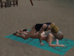 Sex on the nude beach. Bieber actively fucks his blonde wife | PC gameplay