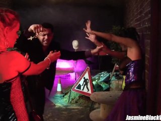 Jasmine Black bouncing big natural melons are sucked on by girlfriend