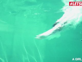 AGirlKnows - Carolina Abril And Penelope Cross Hot Spanish Teens Poolside Lesbian Sex