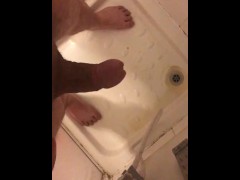 Masturbating and wanking my hard cut cock under the shower with huge cumshot