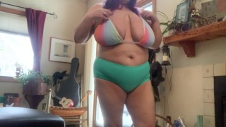 bbw bikini tryon chubby big tit goth milf pawg