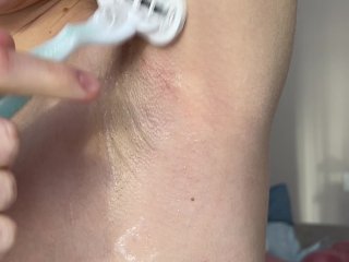 Shaves hairy armpits, shows shaved armpits!