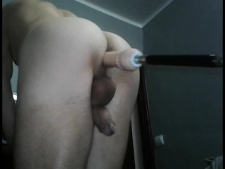 Cumshot without hands with sexmashine