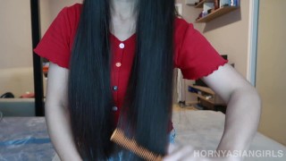 Oily TIT MASSAGE On A Beautiful Asian Girl With LONG BLACK HAIR
