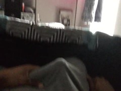 Morning wood gets caught jerkin by gf POV