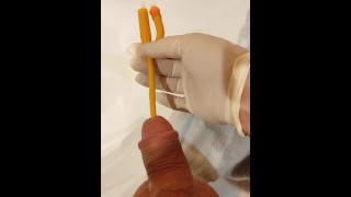 Inserting A Urinary Catheter And Urinating