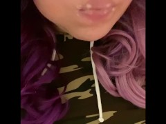 Eating my homemade burger mouth POV 