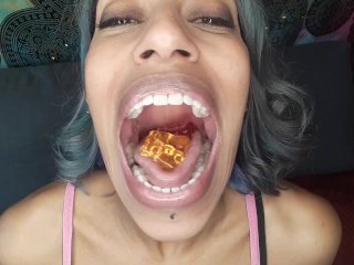 ebony, vore, mouth fetish, gummy vore