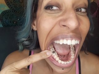 uvula fetish, solo female, tongue fetish, mouth teeth fetish