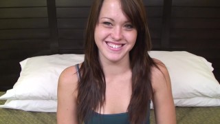 Petite brunette with a shaved cunt stars in this amateur porn