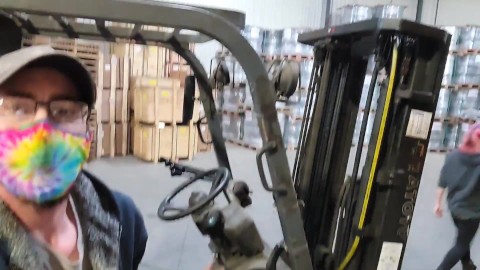 TGIF riding His cock while He's on the forklift