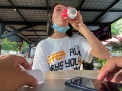 I love the reaction of my girlfriend using her toy in public // lovense lush control