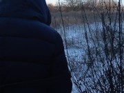 Preview 4 of Outdoor Sex in Winter - Made a guy fuck me