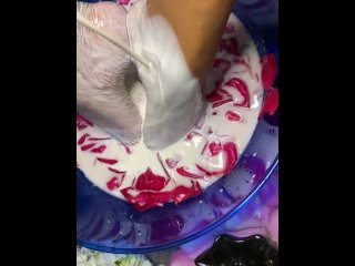 milk bath, roses, amateur, vertical video