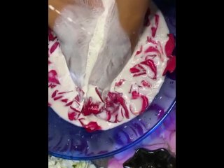 Foot milk bath with roses