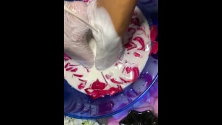 Foot milk bath with roses 