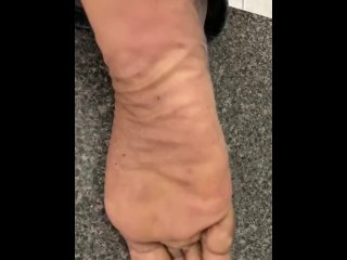 cumshot, vertical video, solo male, male feet