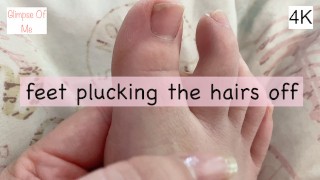 feet, casual, hair plucking, adding lotion, short outdoor clips - glimpseofme