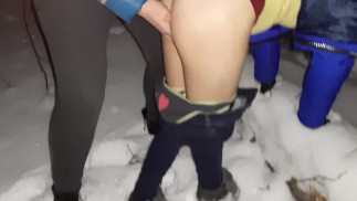 The snow was melting below us as we fucked outside - lesbian_illusion