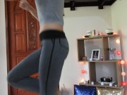 Preview 4 of SWEATY Hot Body Girl Workout And Riding Dildo Till Orgasm