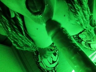 Sloppy blowjob in green neon