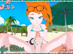Sonia sucking dick on the beach