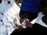 Polish teenage girl wants to suck me on a winter walk, ending up on her black jeans