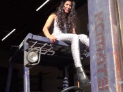 Preview 4 of She climbs a forklift and Pedal Pumps in Sexy Tights with Boots