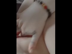 BBW teases her wet shaved pussy