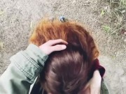 Preview 4 of Scottish redhead swallow and gets cumshot in the forest
