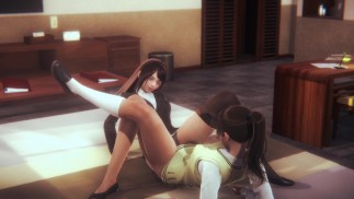 Учительница и школьница ножницы