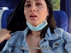 Video Bus passenger caught me teasing my body and he helps me squirt