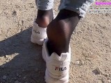 Part2 Fila Destrudor Shoeplay Nylon feet and Crush Trample Trailer Sneaker girl Feet