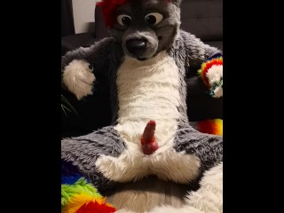 Wolf Riding Bad Dragon Dildo with Huge Cumshot at the end