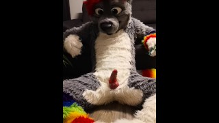 Wolf Riding A Bad Dragon Named Dildo With A Massive Cumshot At The End
