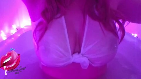 Big Tits Bath Play, Massage & Titty Fucking - Squirting Dildo Cums In Her Mouth