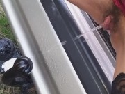 Preview 5 of Fucking and Pissing Car TOW BAR # Loud Orgasm from Sex with RETRO CAR