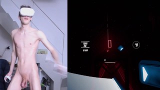 playing beat saber naked