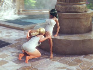 Blonde Licking Brunette Pussy in Sauna