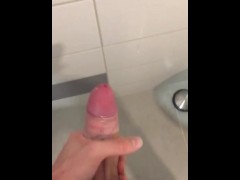 Stroking my dick until i bust all over the wall