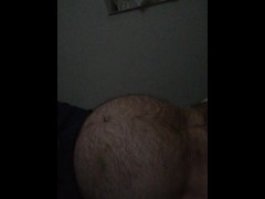 pregnant man with hairy belly in labor.