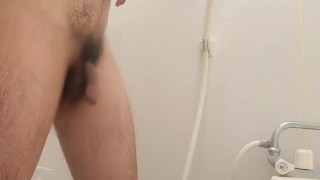 Pubic hair shave with a thin macho boy erects and feeling good