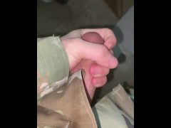 Solo masterbating in military uniform 