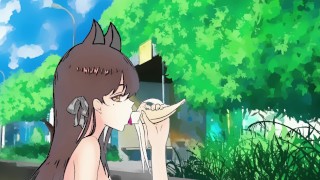 Pokemon tiener met oren pijpbeurt banaan [4K Animatie]