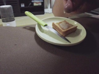 Cumming on a Piece of Toast and Eating it like Jam (request By: Misterprecum)