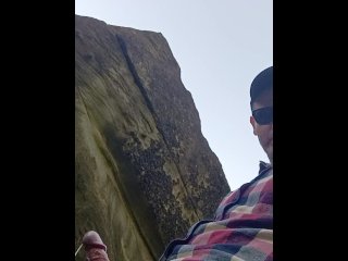 vertical video, outside, hard cock, shooting cum